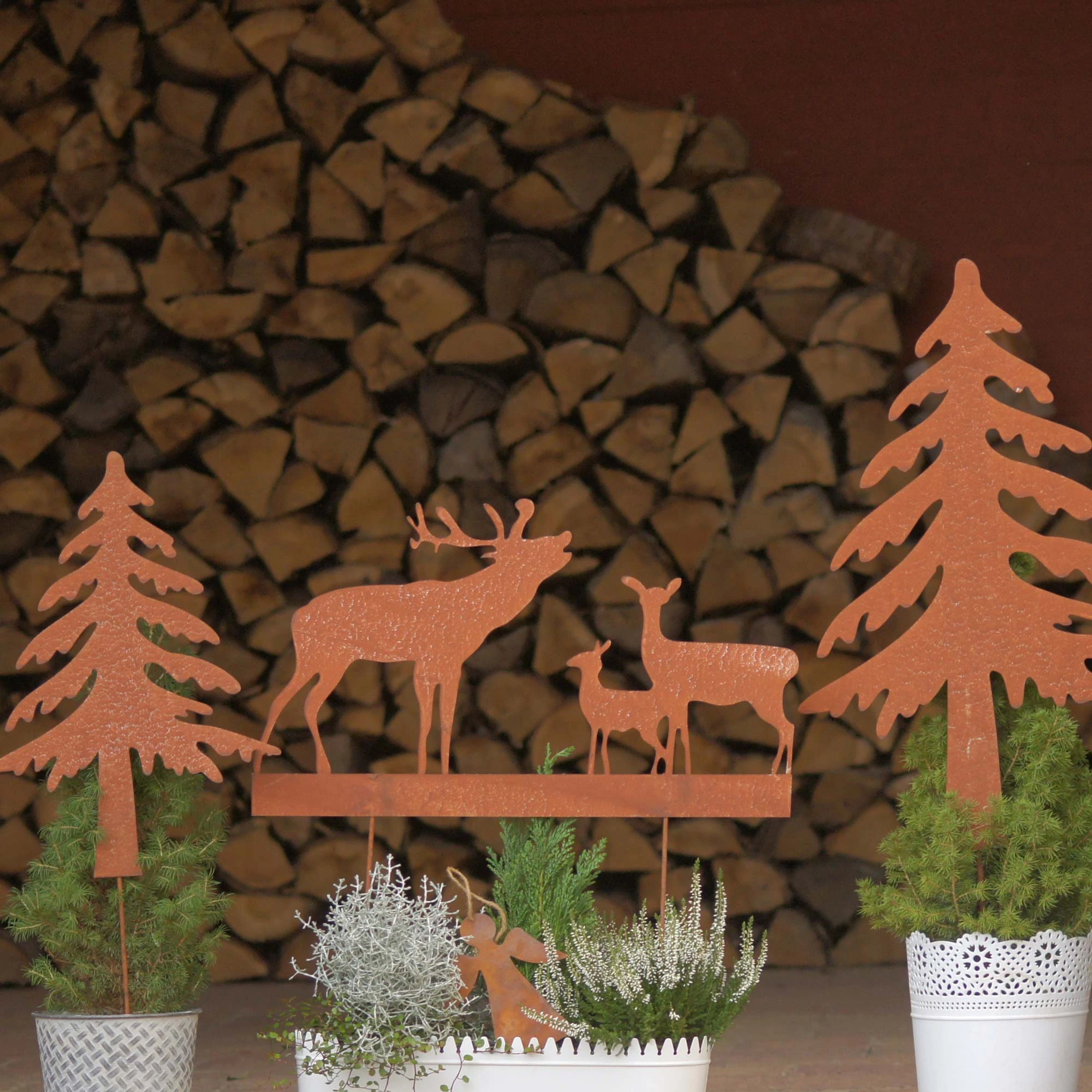 UNUS Gartenstecker Rost Hirschfamilie In Braun – Bild 6