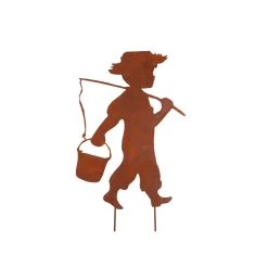 UNUS Gartenstecker Rost Junge Mit Angel In Braun