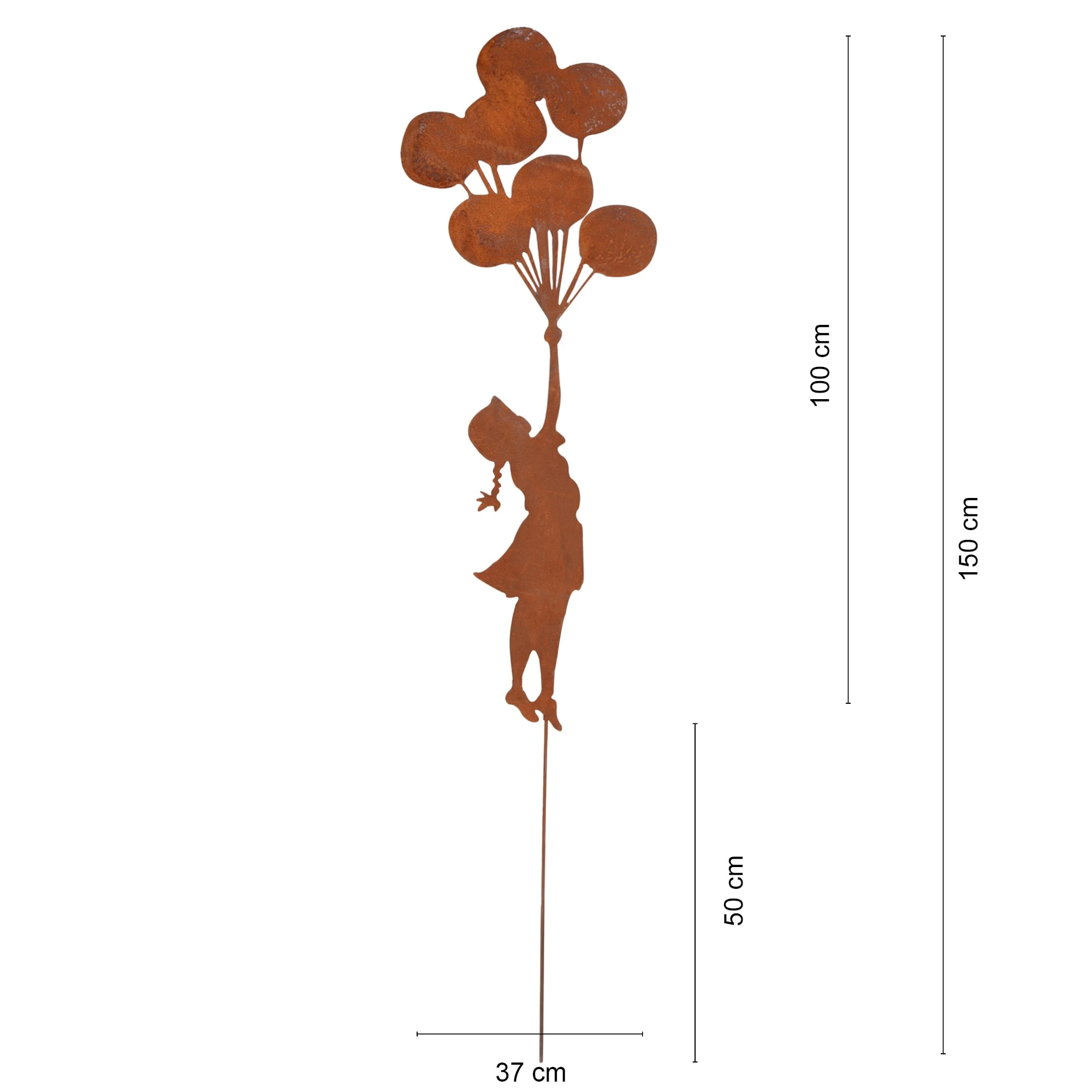 UNUS Gartenstecker Rost Mädchen Mit Ballons In Braun – Bild 4