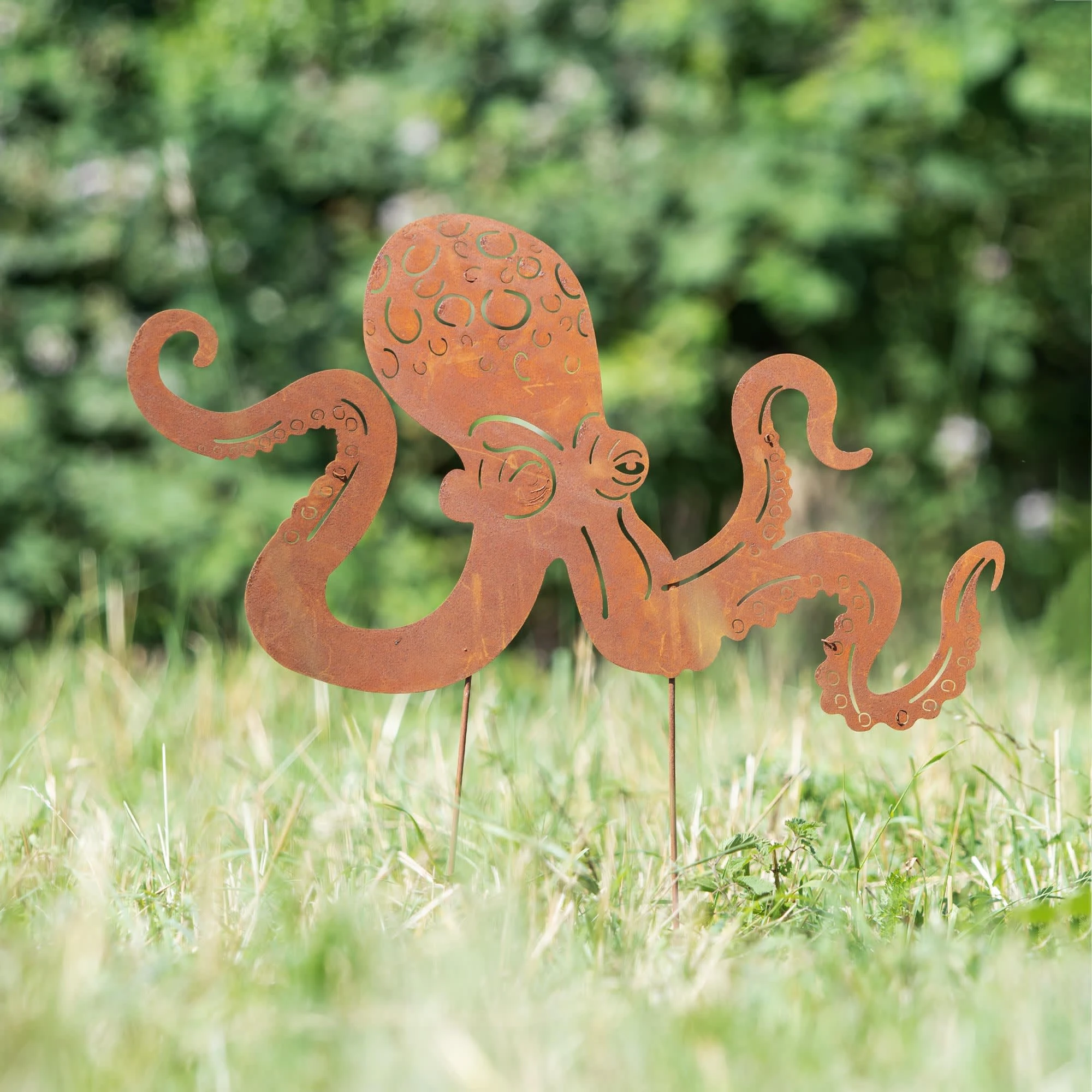 UNUS Gartenstecker Rost Octopus In Braun – Bild 2