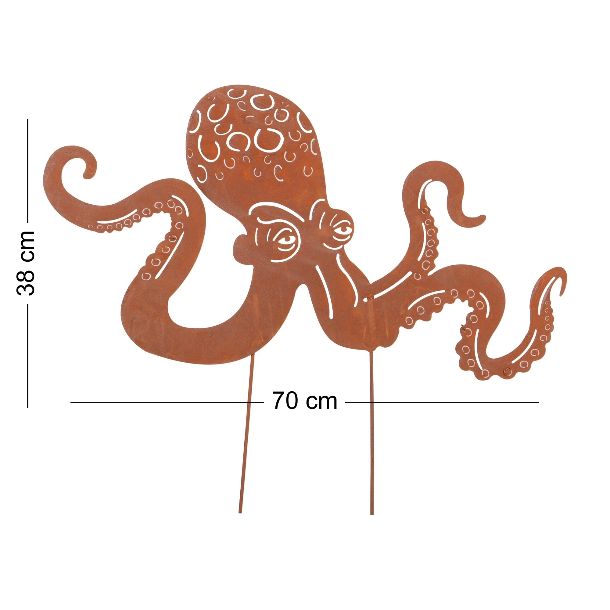UNUS Gartenstecker Rost Octopus In Braun – Bild 3