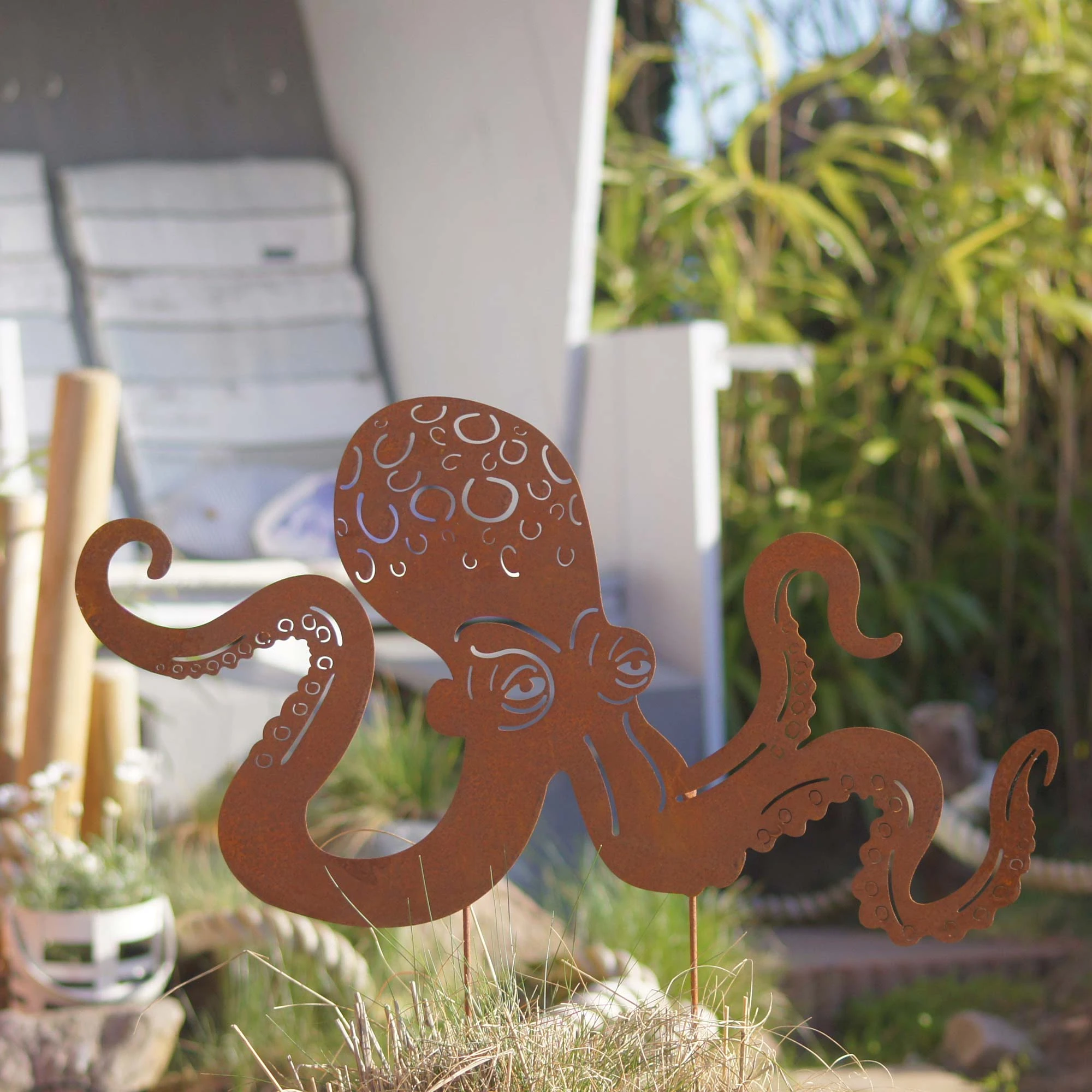 UNUS Gartenstecker Rost Octopus In Braun – Bild 4