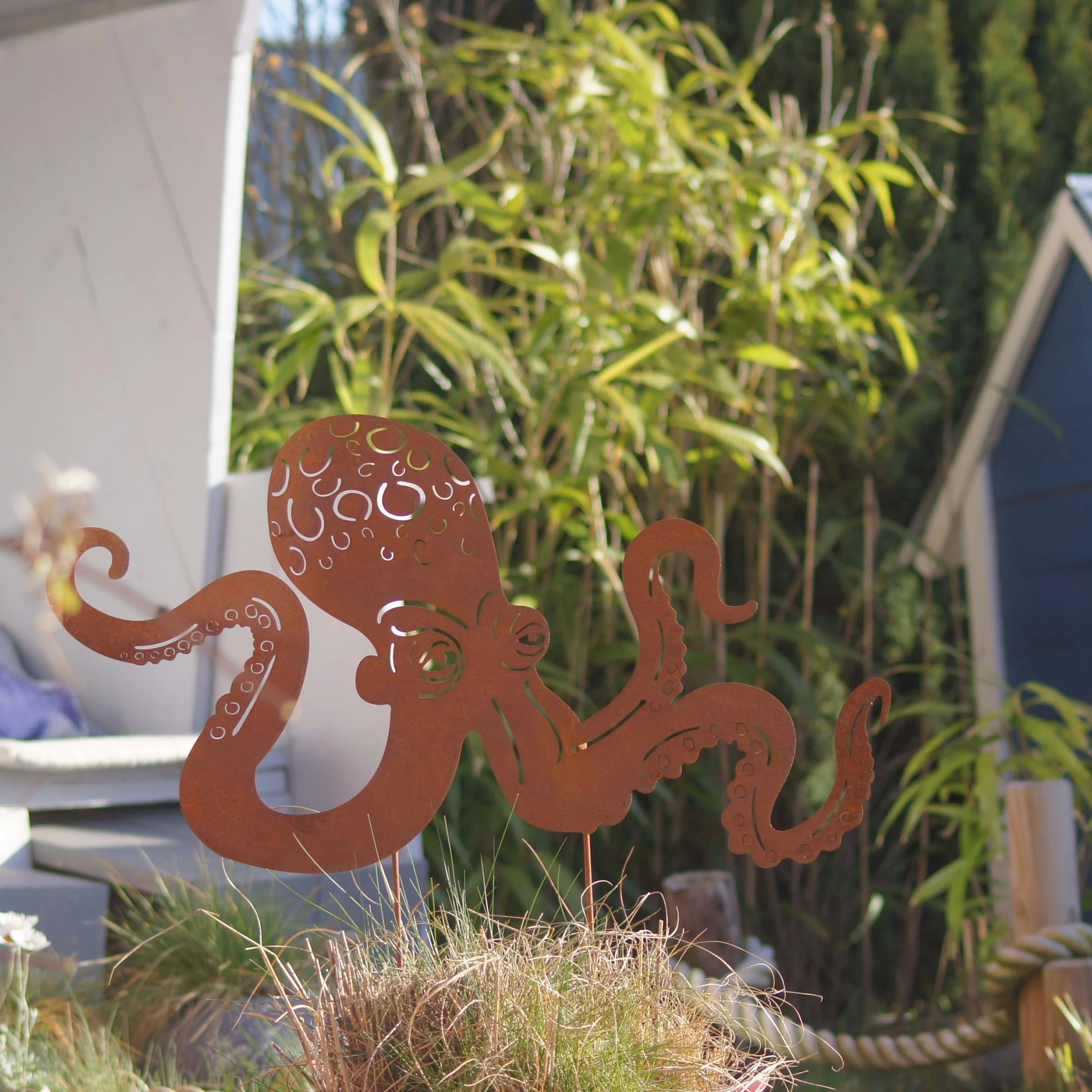 UNUS Gartenstecker Rost Octopus In Braun – Bild 5