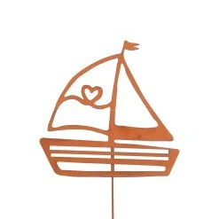 UNUS Gartenstecker Rost Segelboot In Braun