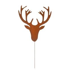 UNUS Gartenstecker Rost Zink Hirschkopf In Braun