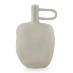 VTwonen Vase "Ecomix Decorative Sculpture With Handle Sand" In Sand - 19x9x30cm