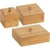 Wenko Bambus Boxen Terra S,M & L Mit Deckel 3-teiliges Set In Braun