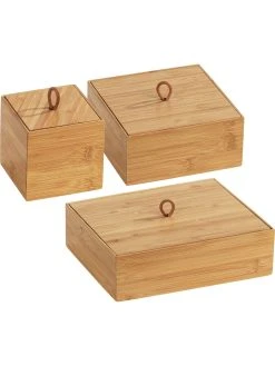 Wenko Bambus Boxen Terra S,M & L Mit Deckel 3-teiliges Set In Braun