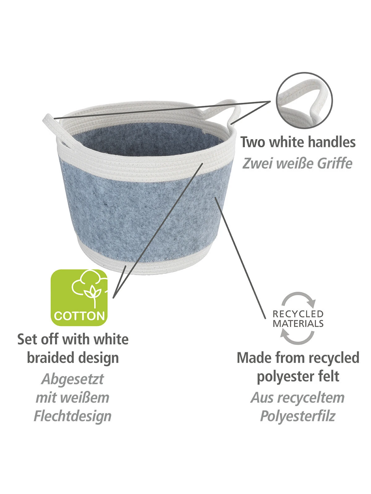 Wenko Filz Aufbewahrungskorb Bea L Hellgrau In Weiß – Bild 14