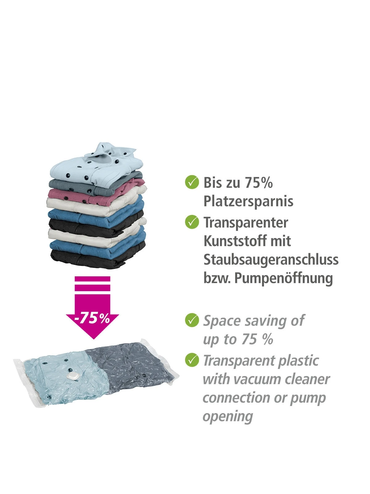 Wenko Vakuum Beutel Reise-Set 6-teilig In Transparent – Bild 5