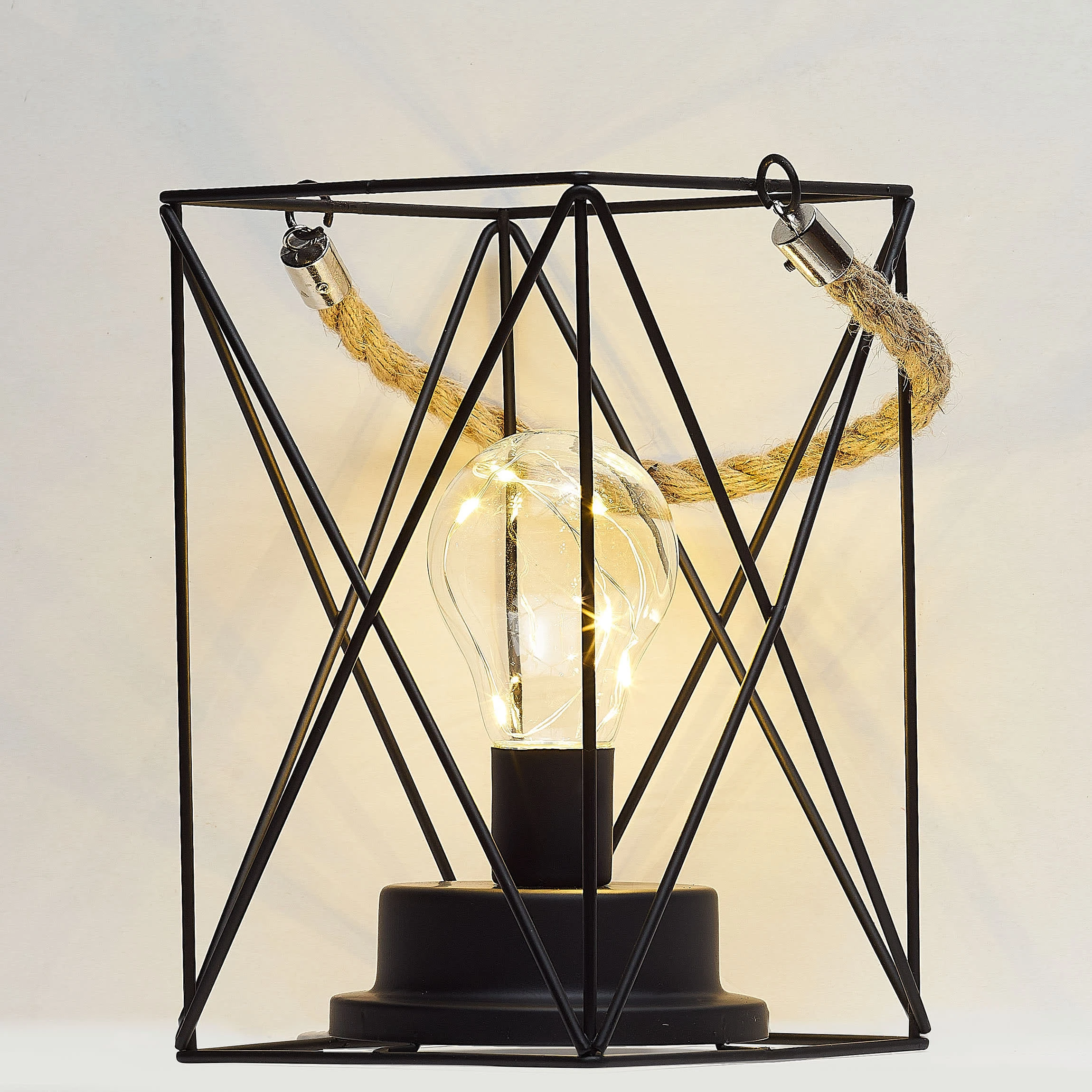 AMARE Dekolampen 2er Set Im Industrie-Look Eckig/rund KABELLOS In Schwarz – Bild 2