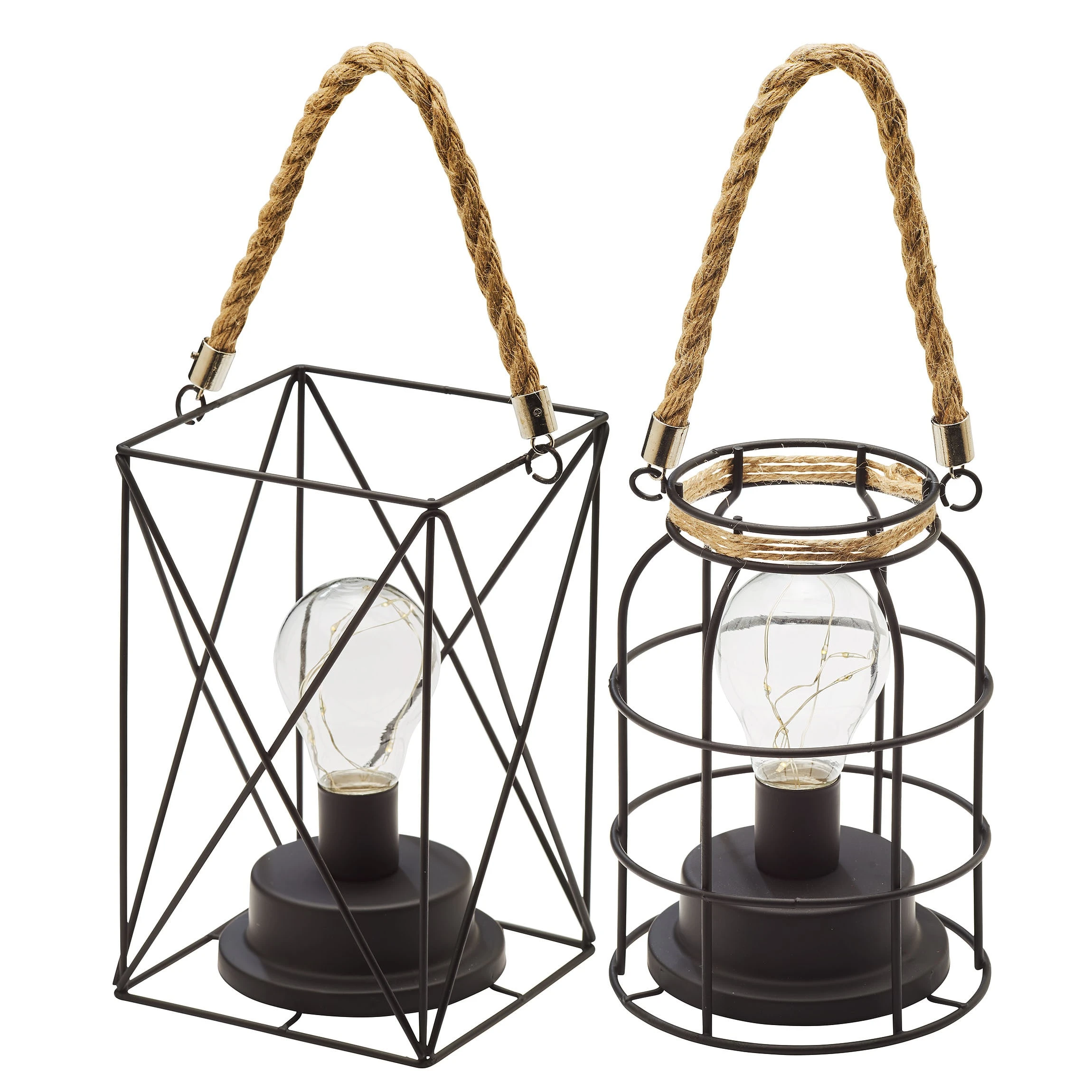 AMARE Dekolampen 2er Set Im Industrie-Look Eckig/rund KABELLOS In Schwarz – Bild 3