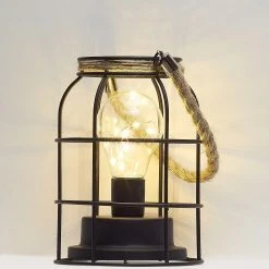 AMARE Dekolampen 2er Set Im Industrie-Look Eckig/rund KABELLOS In Schwarz