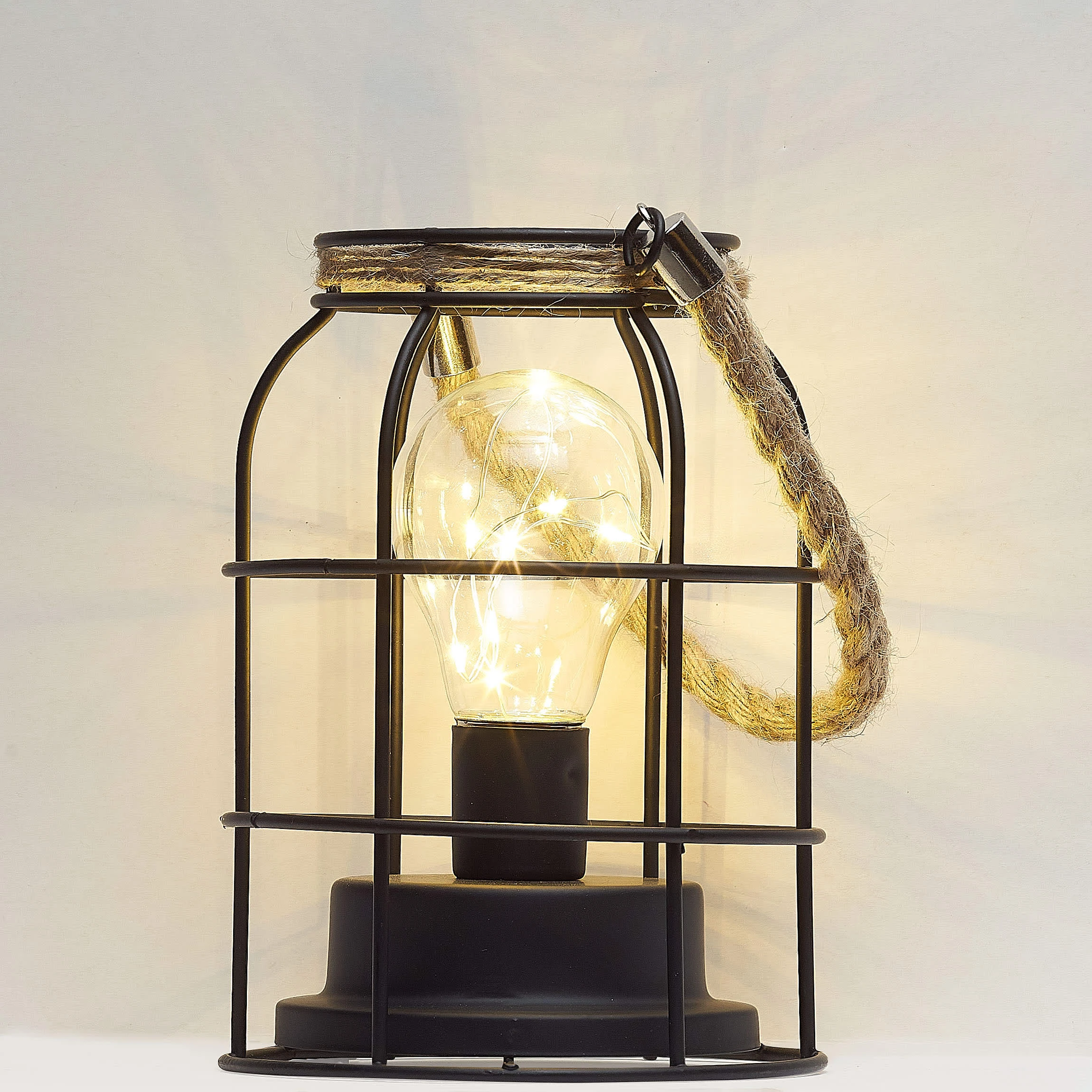 AMARE Dekolampen 2er Set Im Industrie-Look Eckig/rund KABELLOS In Schwarz