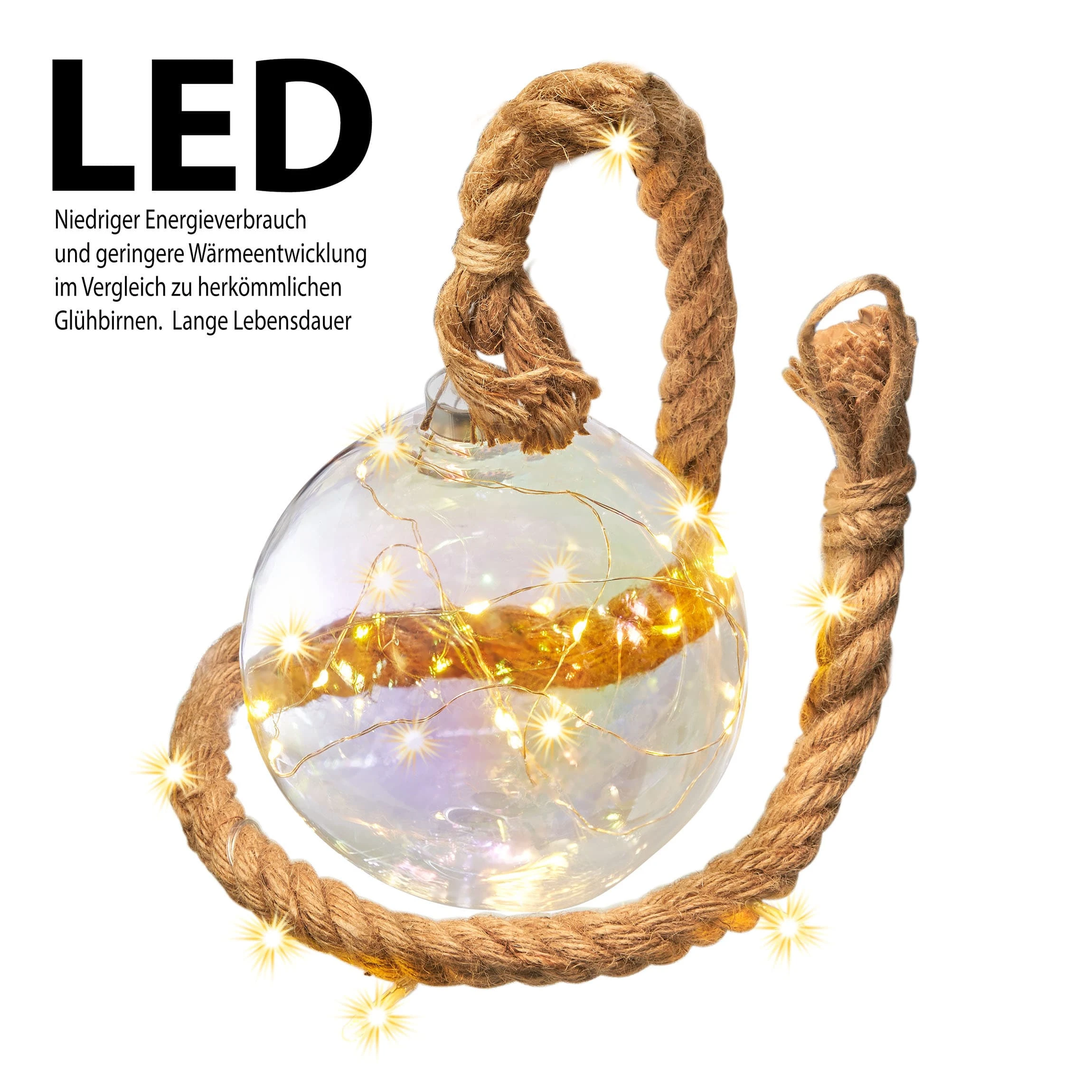 AMARE LED Dekolicht 15 Cm Kugelform Am Seil NICHT ERFORDERLICH In Perlmutt – Bild 2