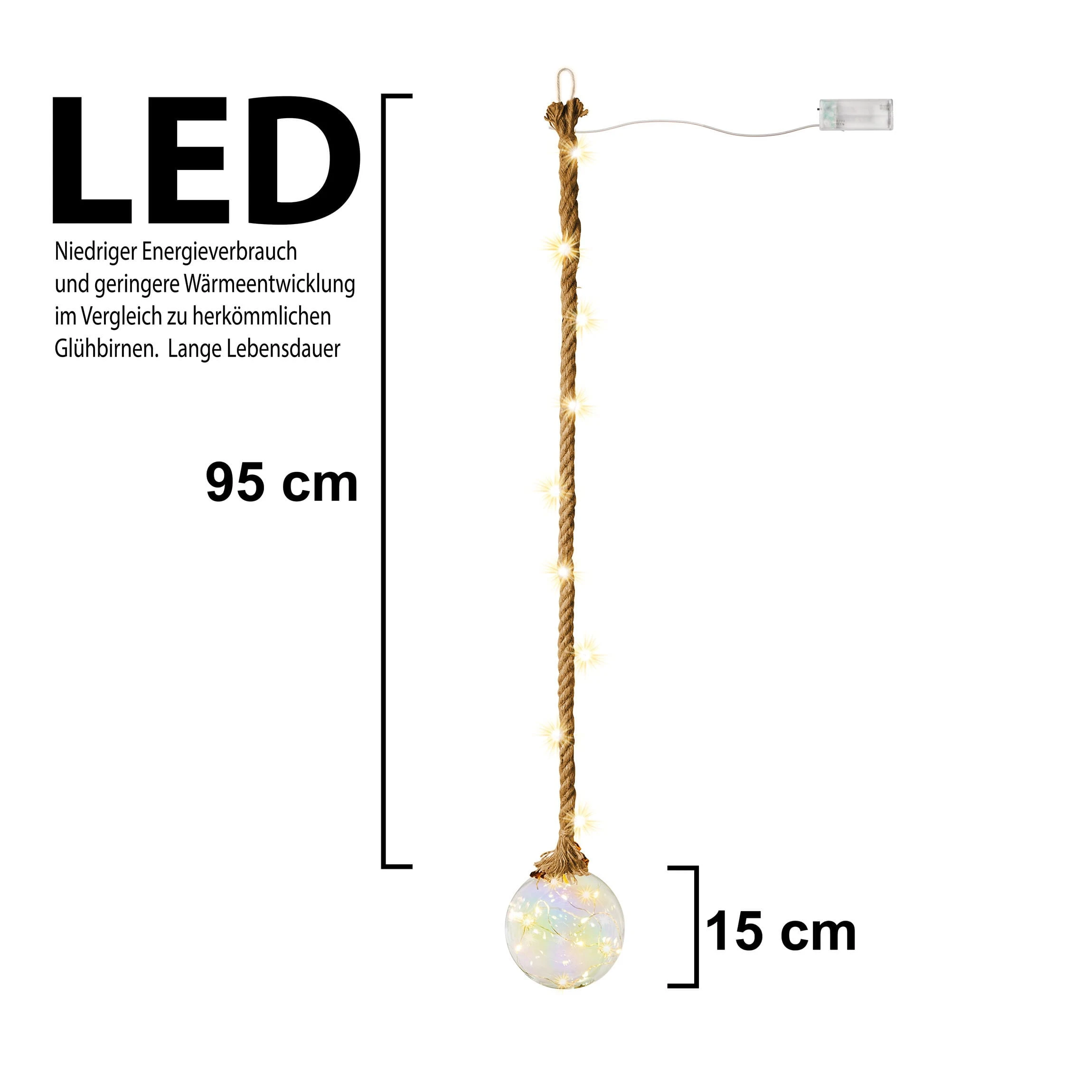AMARE LED Dekolicht 15 Cm Kugelform Am Seil NICHT ERFORDERLICH In Perlmutt – Bild 8