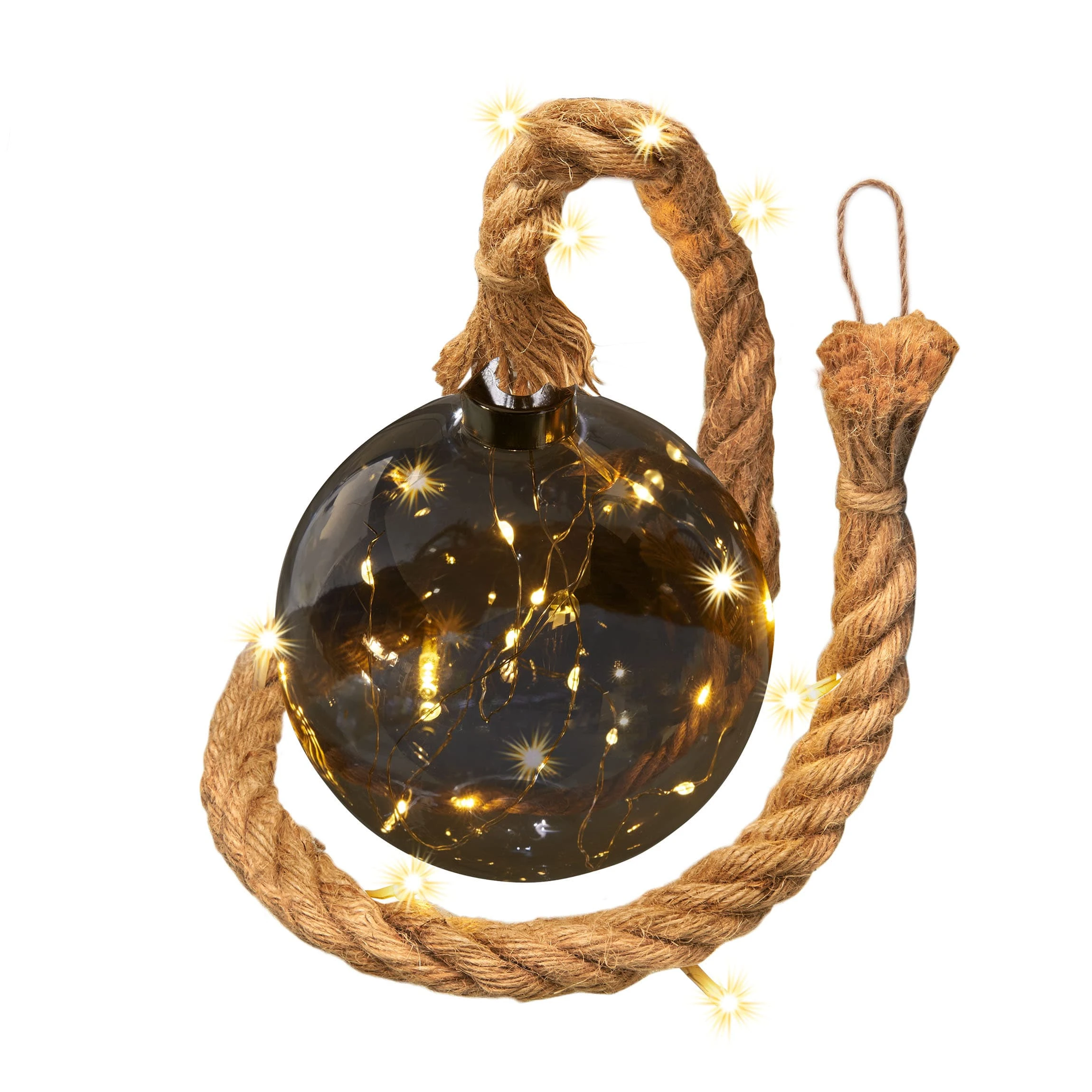 AMARE LED Dekolicht 15 Cm Kugelform Am Seil NICHT ERFORDERLICH In Rauchglas