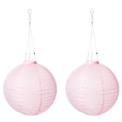 AMARE LED Lampion 2er-Set Solar Lampenkette SOLARBETRIEBEN In Lila