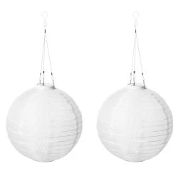 AMARE LED Lampion 2er-Set Solar Lampenkette SOLARBETRIEBEN In Weiß