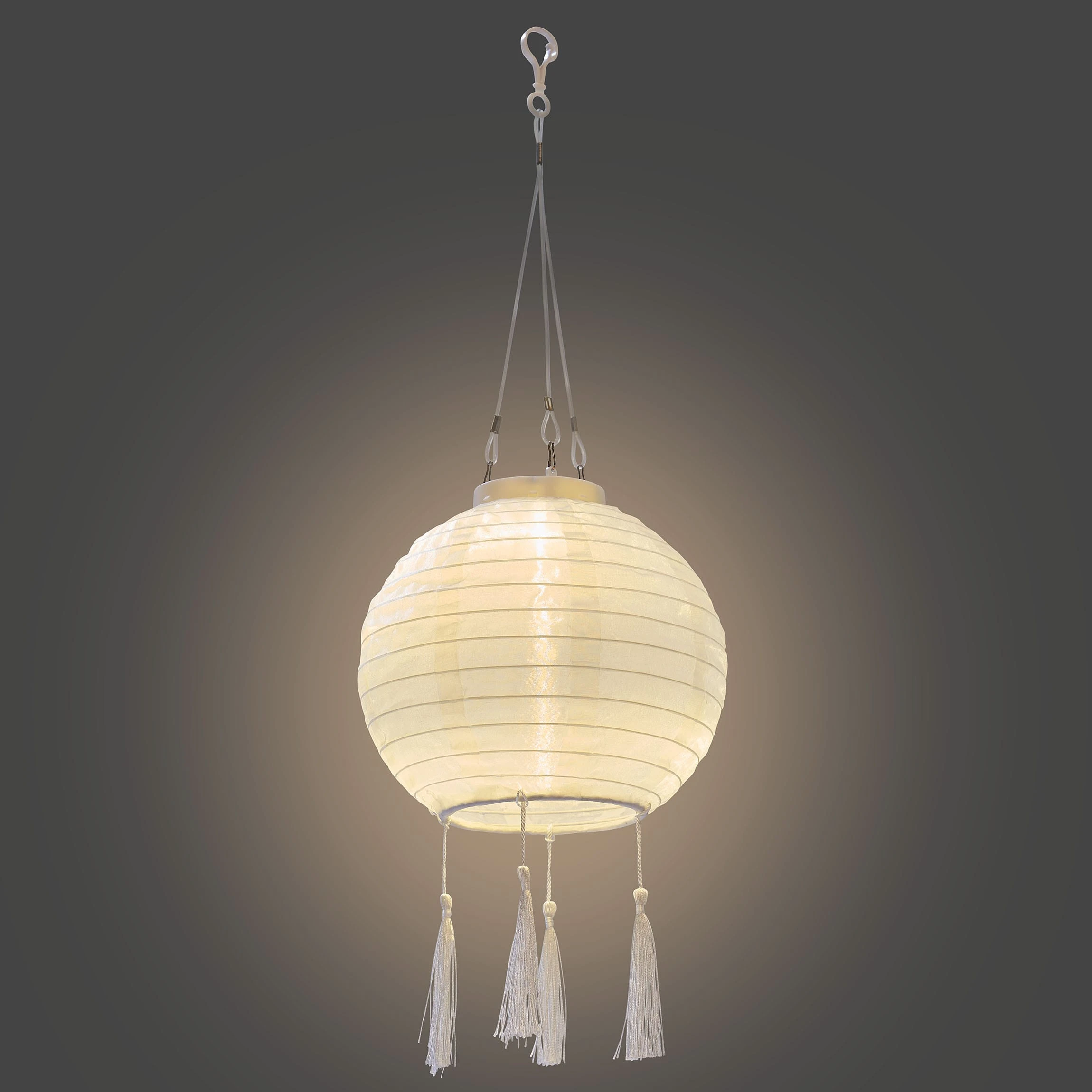 AMARE LED Lampion 2er-Set Solar Quaste Lampenkette SOLARBETRIEBEN In Weiß – Bild 2