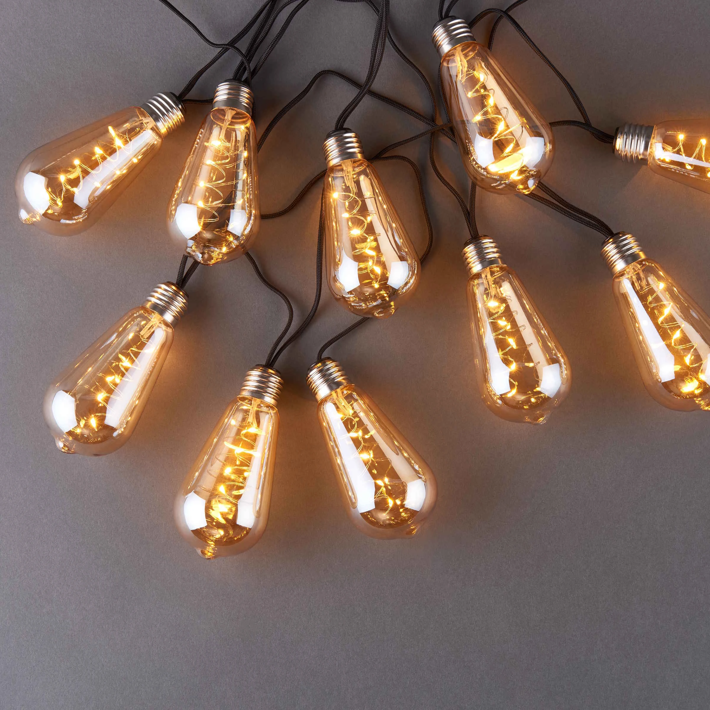 Butlers LED Lichterkette Mit Naturseil 10 Lichter Und Stecker BULB LIGHTS In Bronze – Bild 2