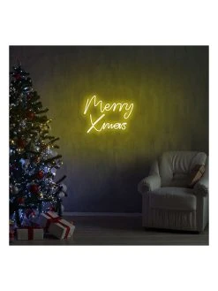 Colorful Cotton LED-Dekoleuchte "Merry Christmas" In Gelb - (B)43 X (H)33 Cm