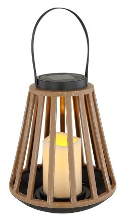 Globo Lighting Solarleuchte "SOLARLEUCHTE KUNSTSTOFF HOLZOPTIK, 1XLED" In Brown