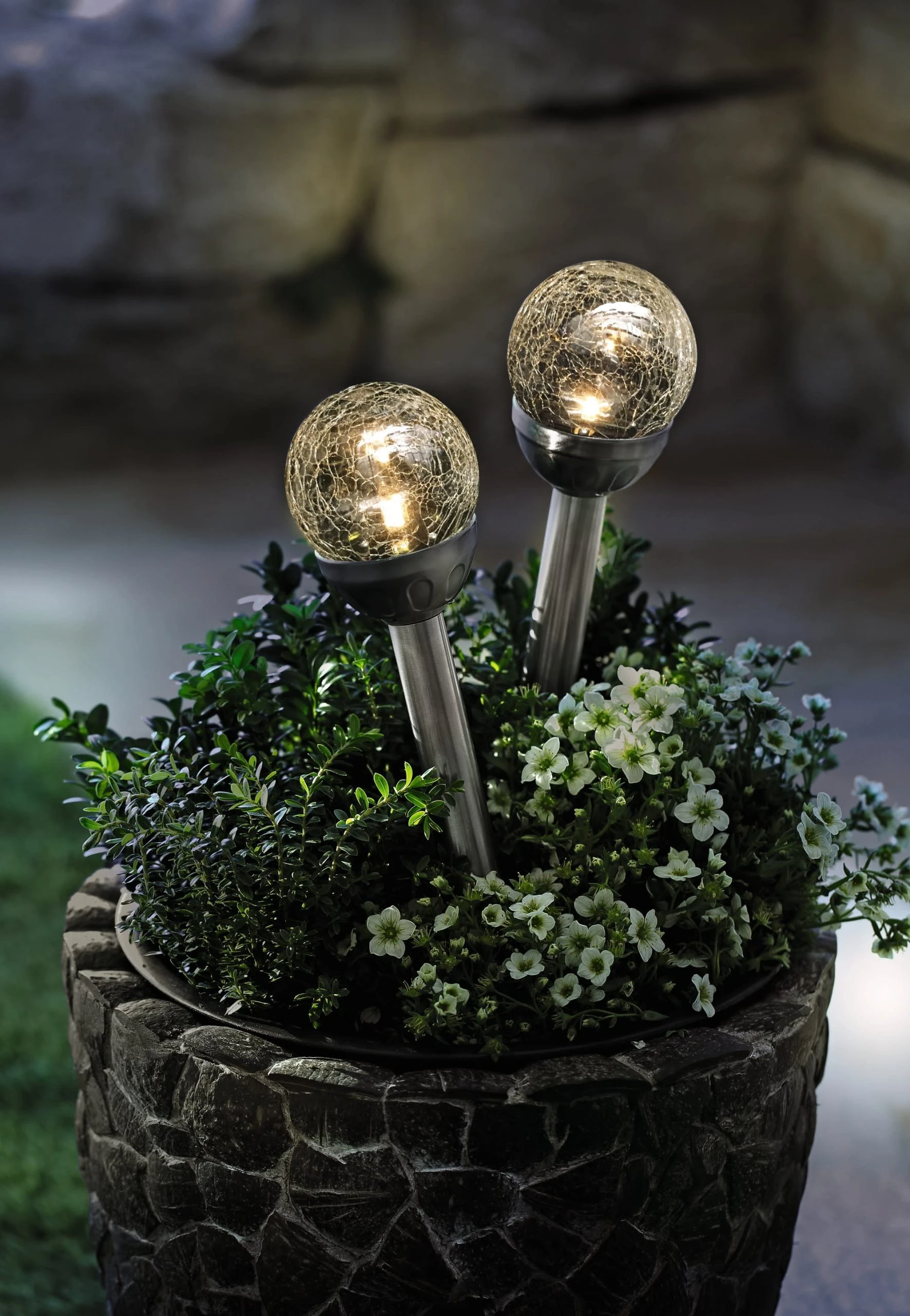 HomeLiving Solar-LED "Kristall" 80x80x370 In Weiß – Bild 2