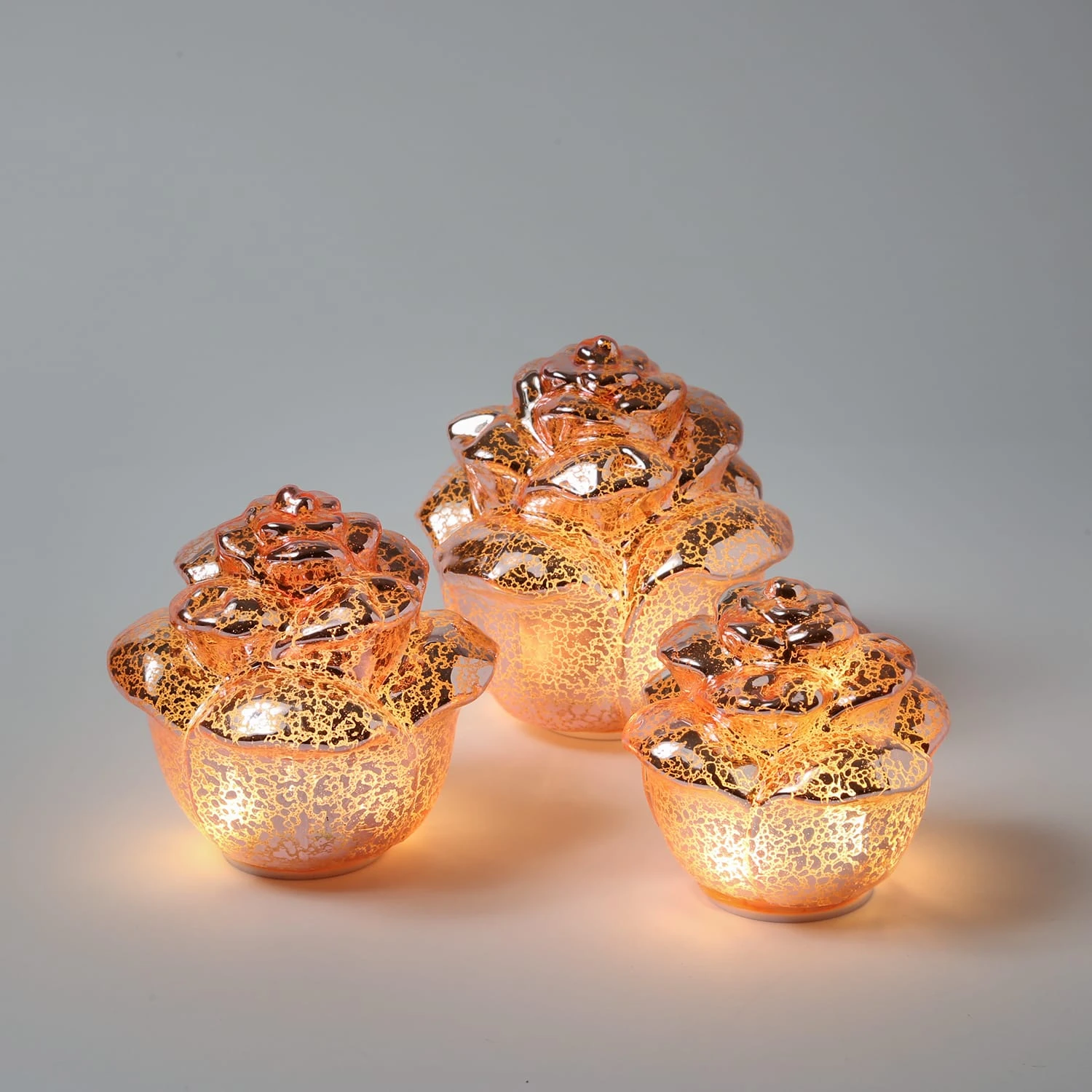 MARELIDA 3er Set Dekorose Glas Mit LED In Rosa – Bild 2