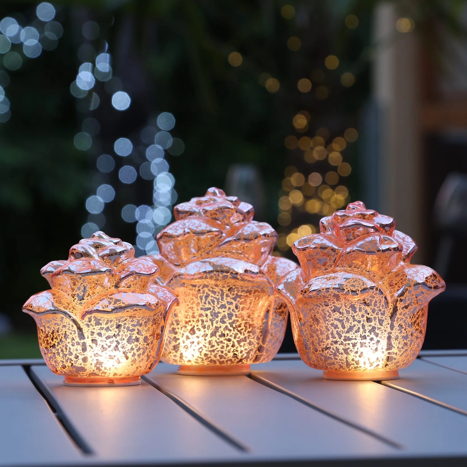 MARELIDA 3er Set Dekorose Glas Mit LED In Rosa – Bild 3