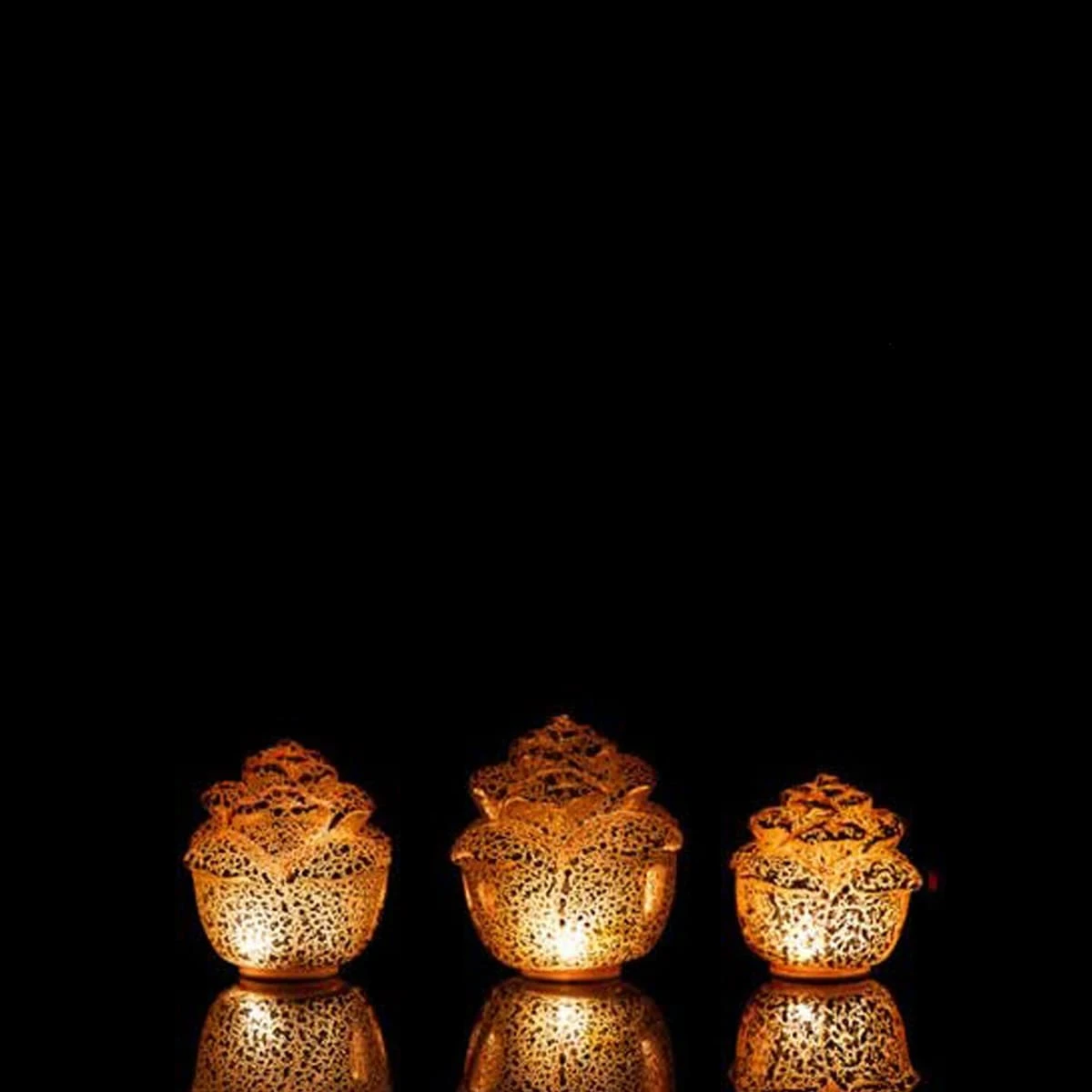 MARELIDA 3er Set Dekorose Glas Mit LED In Rosa – Bild 4