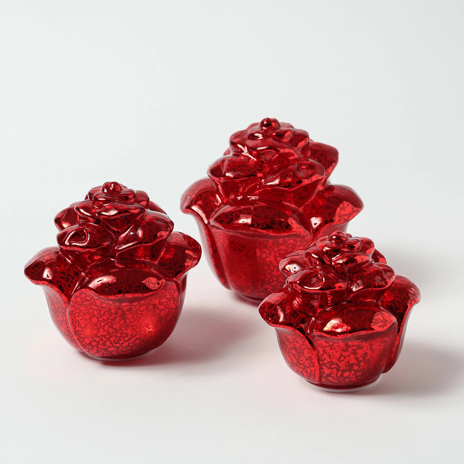 MARELIDA 3er Set Dekorose Glas Mit LED In Rot – Bild 2