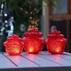 MARELIDA 3er Set Dekorose Glas Mit LED In Rot