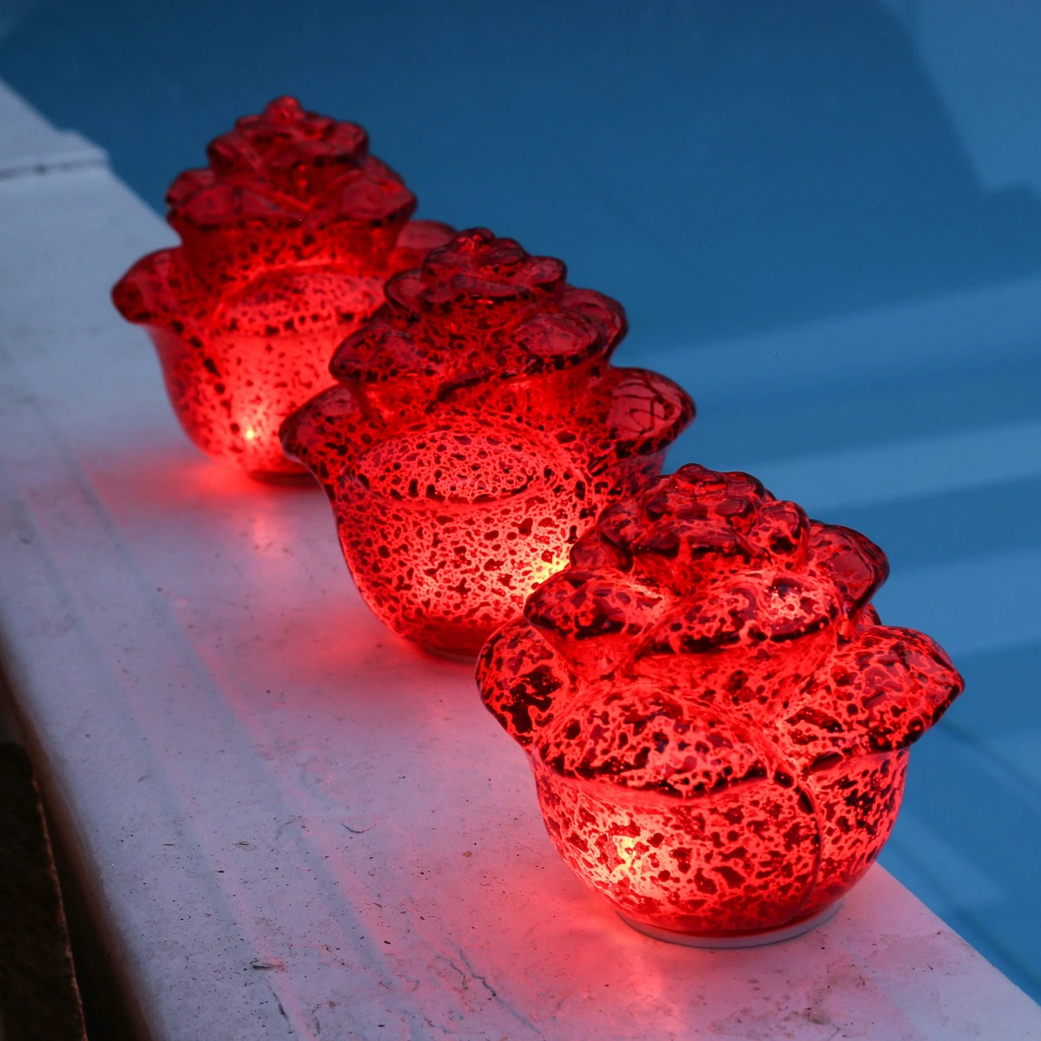 MARELIDA 3er Set Dekorose Glas Mit LED In Rot – Bild 6