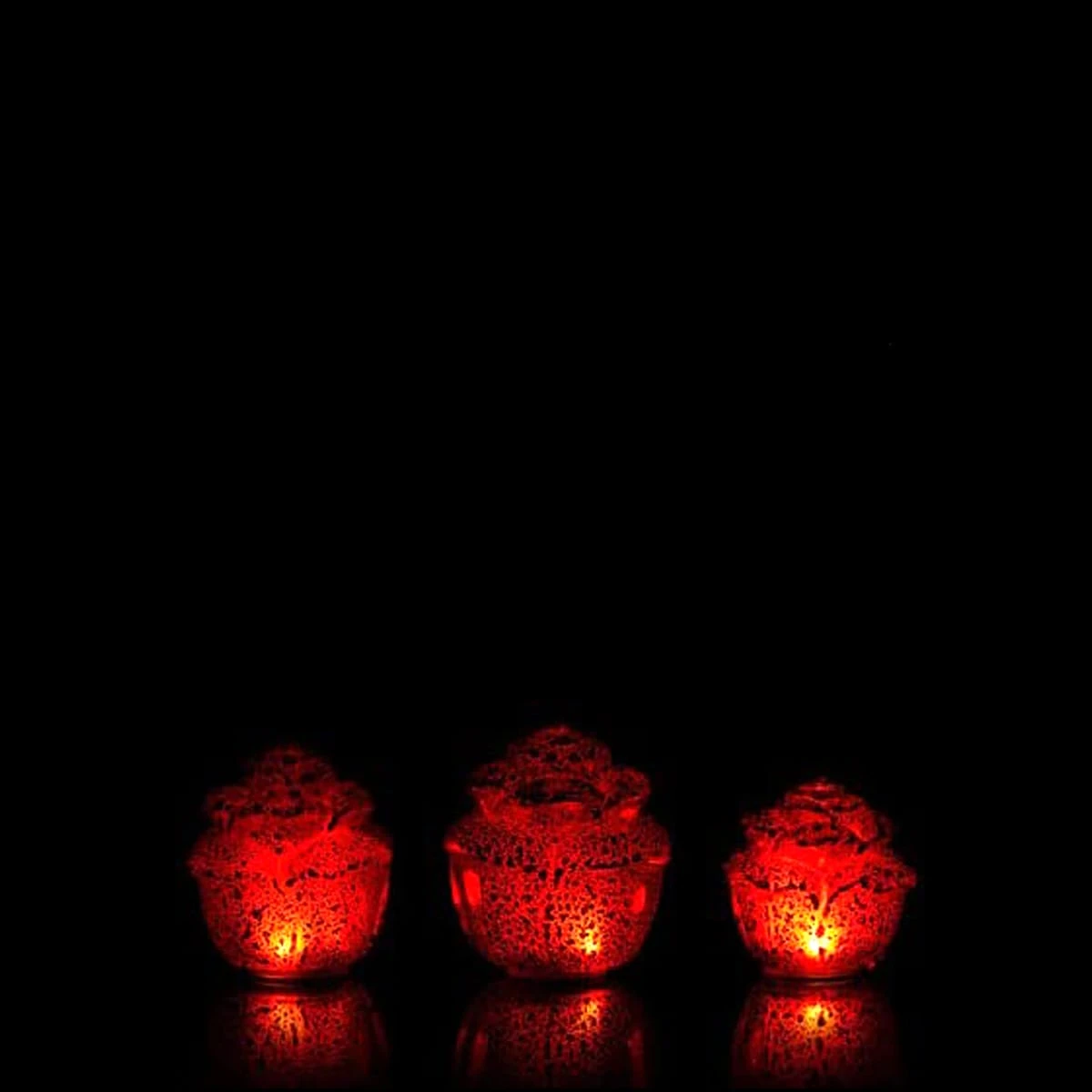 MARELIDA 3er Set Dekorose Glas Mit LED In Rot – Bild 7