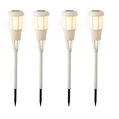 MARELIDA 4er Set LED Solar Fackel In Beige