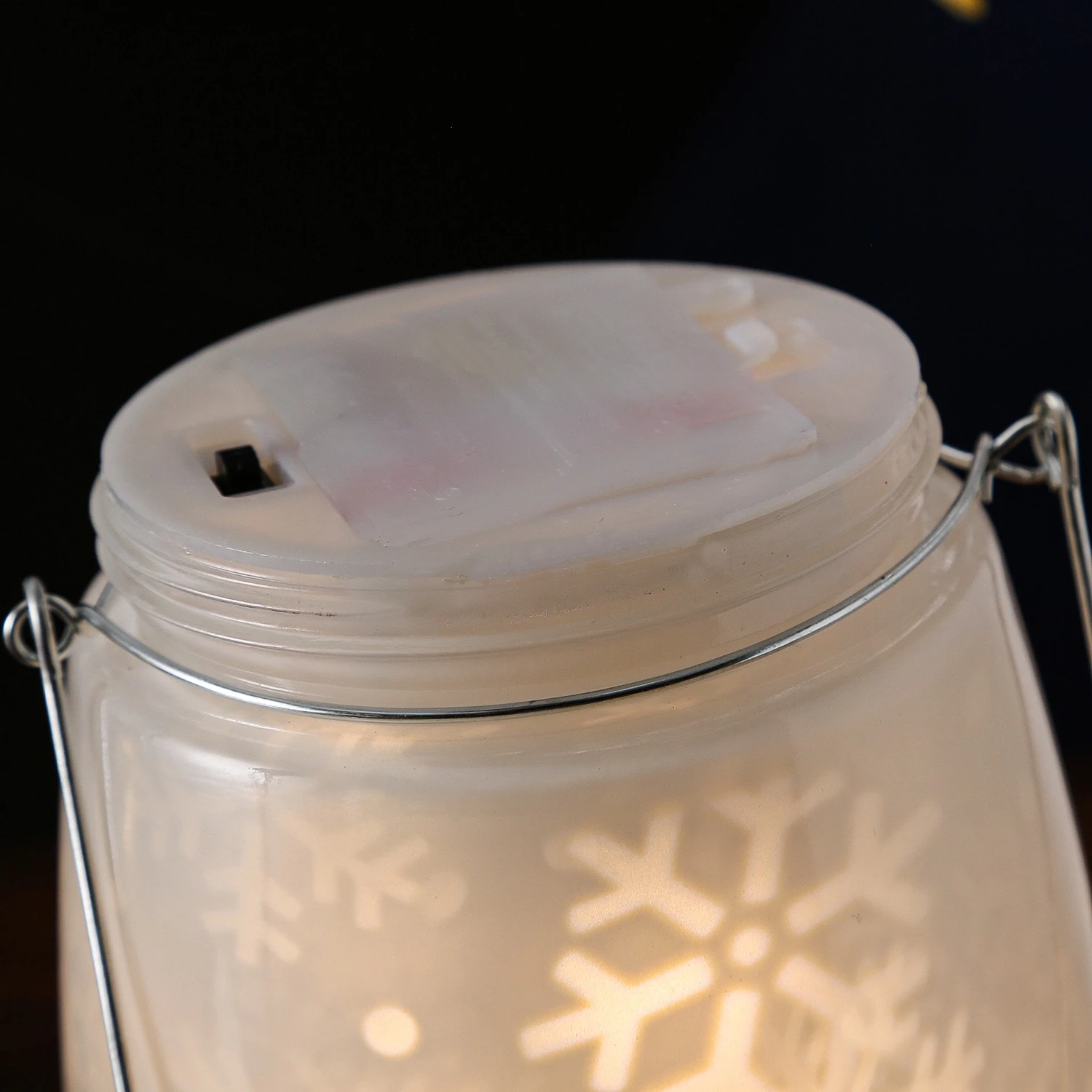 MARELIDA LED Dekoglas SNOW Rotierende Schneeflocken H: 16cm In Blau – Bild 3