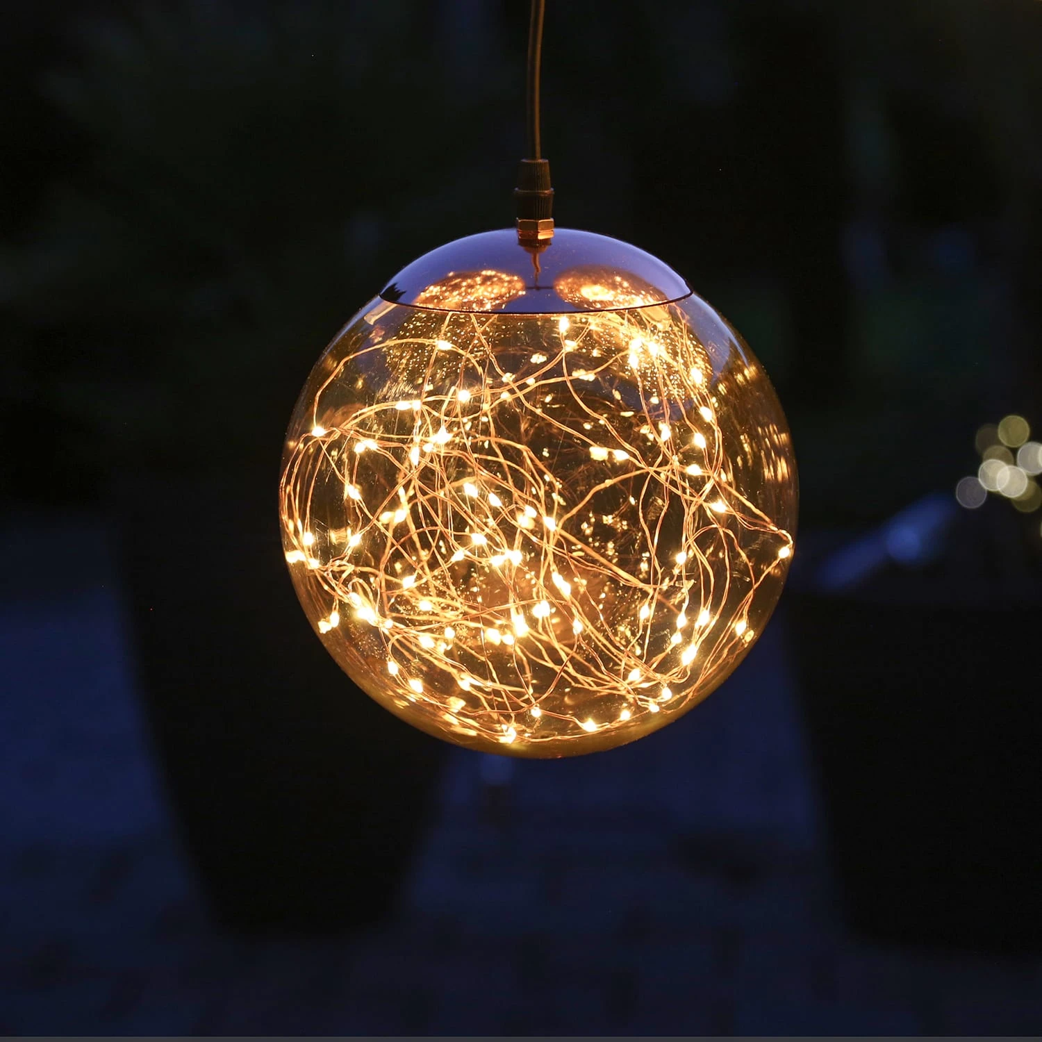 MARELIDA LED Kugel Mit Drahtlichterkette Hängend D: 20cm In Rauchgrau – Bild 3