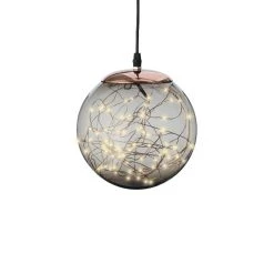 MARELIDA LED Kugel Mit Drahtlichterkette Hängend D: 20cm In Rauchgrau