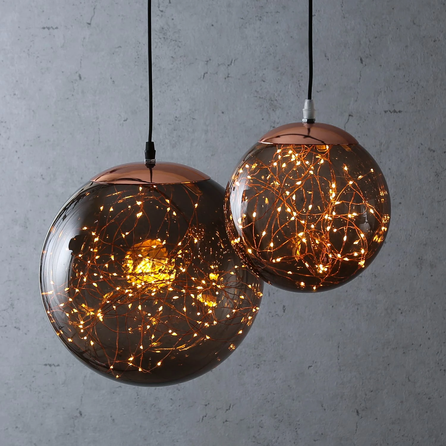 MARELIDA LED Kugel Mit Drahtlichterkette Hängend D: 20cm In Rauchgrau – Bild 4