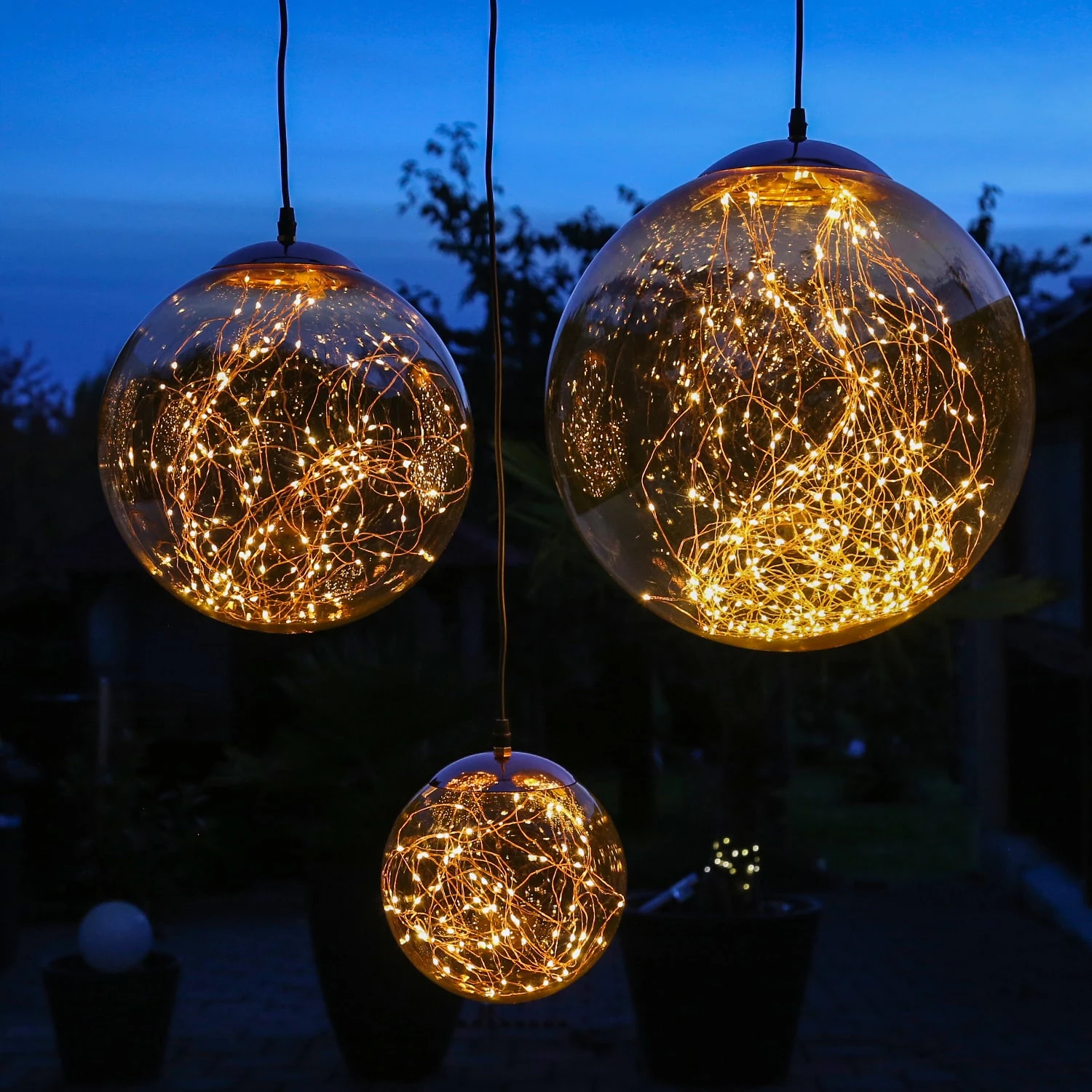 MARELIDA LED Kugel Mit Drahtlichterkette Hängend D: 20cm In Rauchgrau – Bild 5