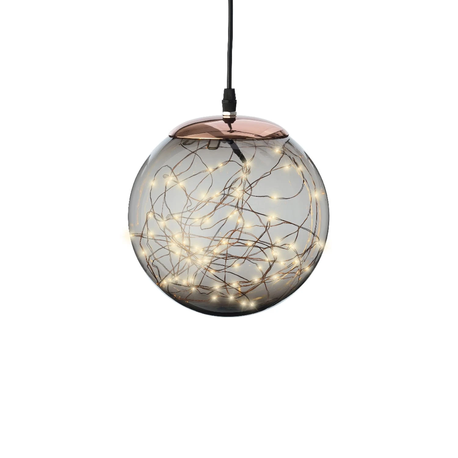 MARELIDA LED Kugel Mit Drahtlichterkette Hängend D: 20cm In Rauchgrau