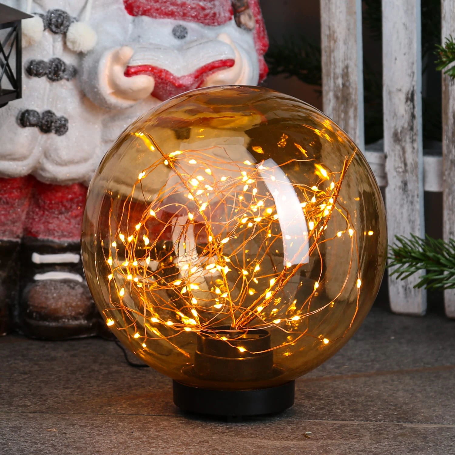 MARELIDA LED Kugel Mit Drahtlichterkette Stehend Für Außen D: 25cm In Orange – Bild 2