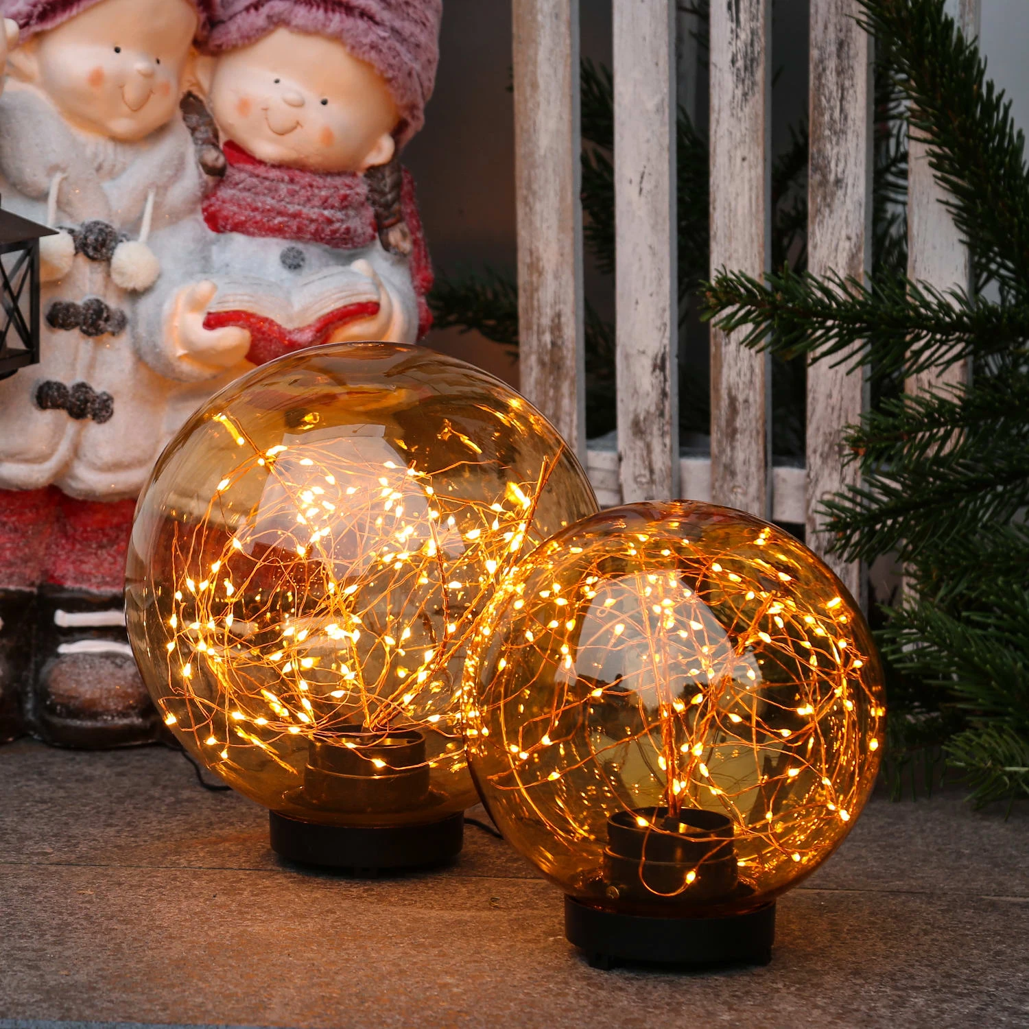 MARELIDA LED Kugel Mit Drahtlichterkette Stehend Für Außen D: 25cm In Orange – Bild 3