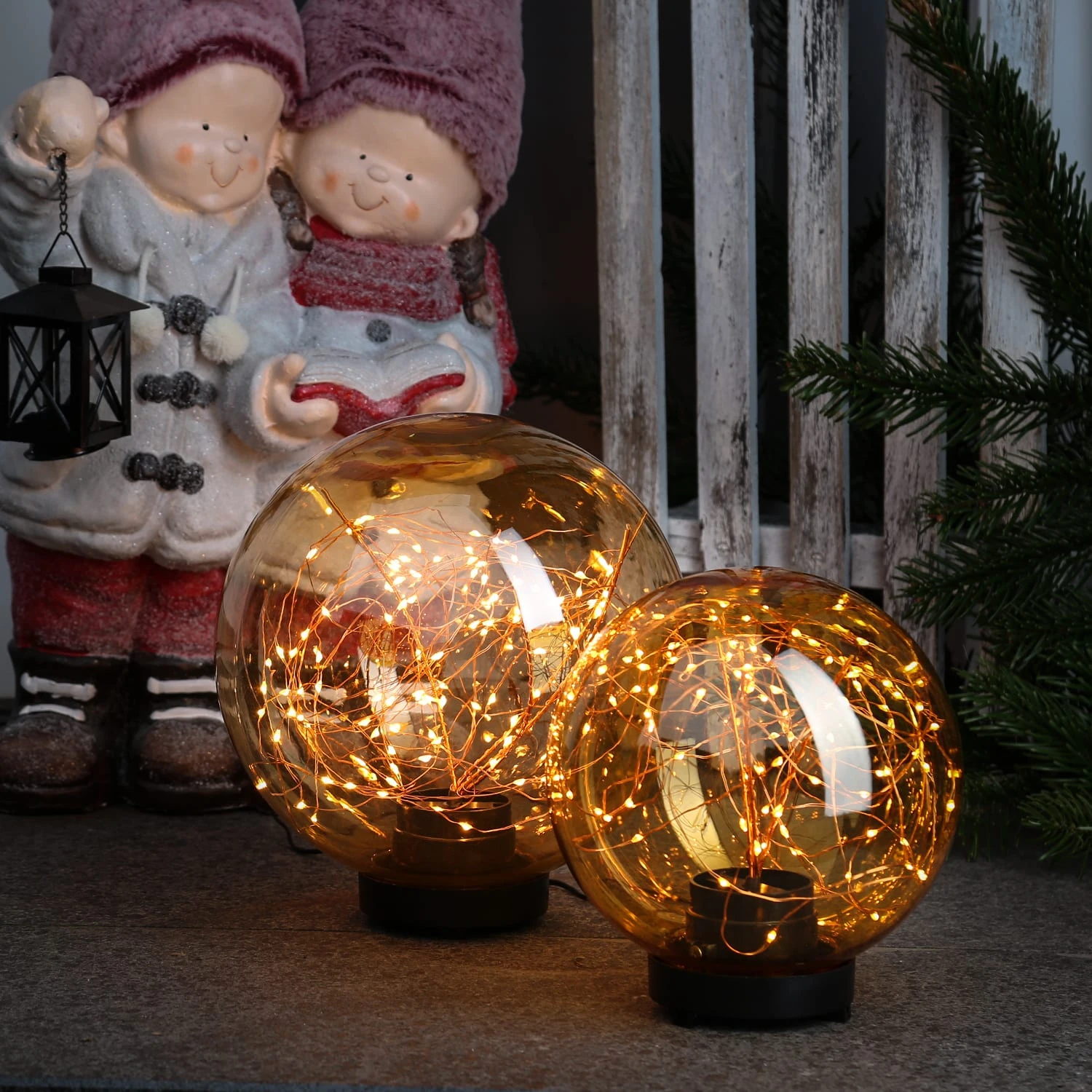 MARELIDA LED Kugel Mit Drahtlichterkette Stehend Für Außen D: 25cm In Orange – Bild 4