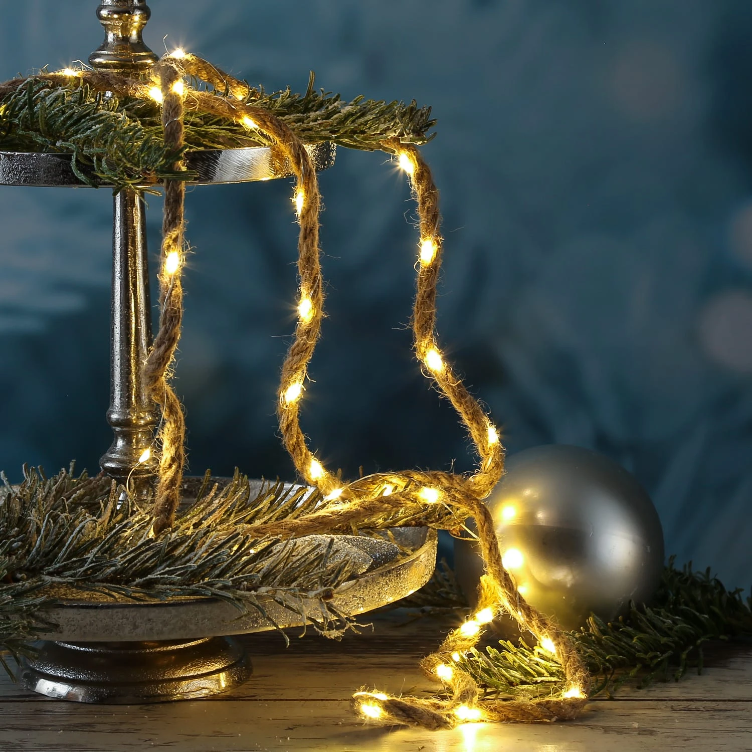 MARELIDA LED Lichterkette Juteseil 40 Warmweiße LED Timer L: 1,95m In Natur – Bild 2