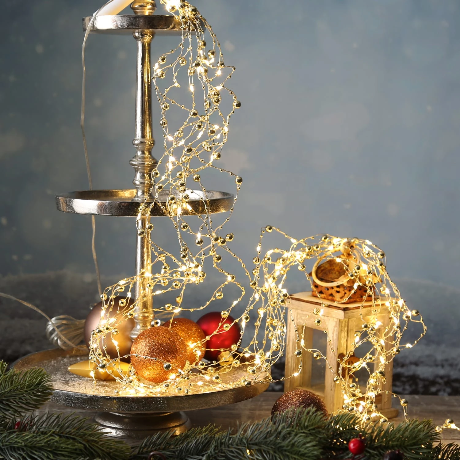 MARELIDA LED Lichterkette Perlen Beleuchtet Batteriebetrieb L: 95cm In Gold – Bild 2