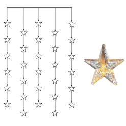 MARELIDA LED Lichtervorhang Sterne 30 Leuchtende Sterne 90x120cm In Transparent