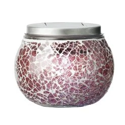 MARELIDA LED Solar Glas Windlicht Mosaik In Rot - H: 10cm