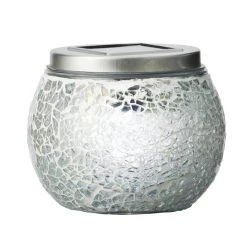 MARELIDA LED Solar Glas Windlicht Mosaik In Transparent - H: 10cm